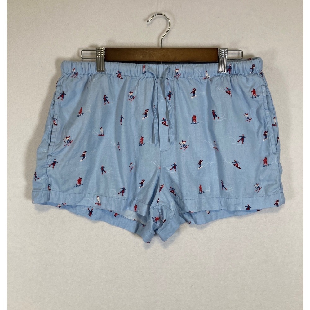 Winter Aesthetic Auden Women M Blue Skier Print Cotton Modal Pajama Shorts